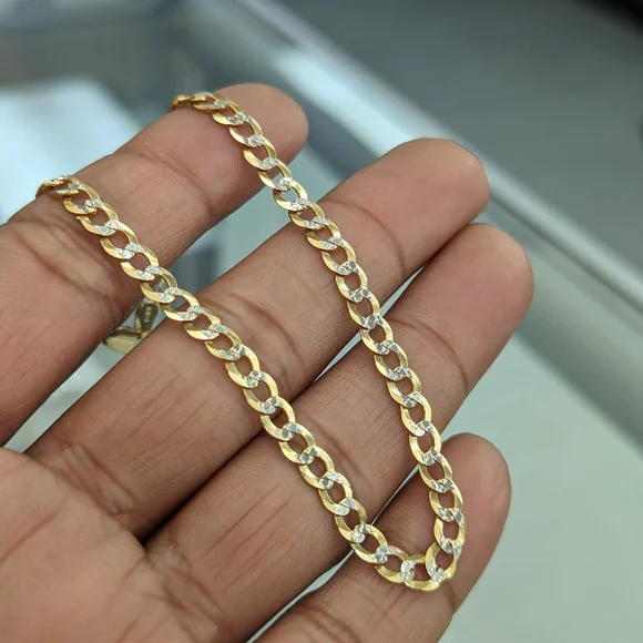 14kt Real Solid Gold Cuban Diamond Cut Anklet 4.9mm 10 inches